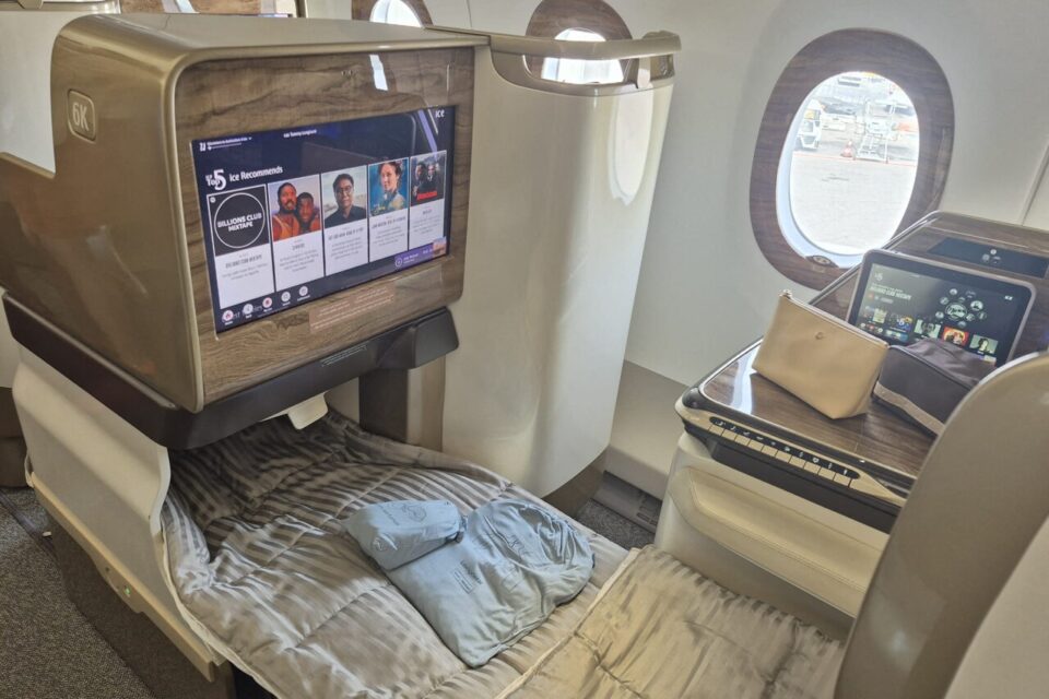 Un siège-lit de la classe affaires de l’A350.